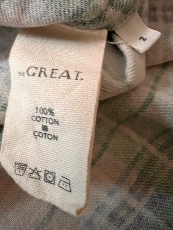 The Great The Heritage Green Plaid Flannel Shirt Womens Sz 2 M Snaps Western - Picture 11 of 12